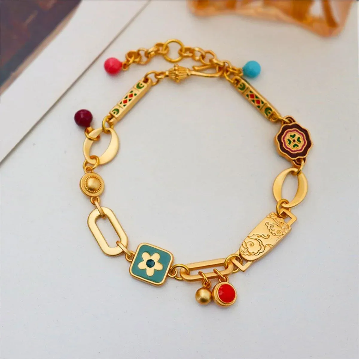 Chinese Vintage Colourful Flower Bracelet Simple Hand Jewelry for Women โ image 6