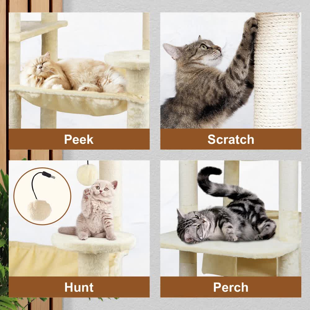 VaKa 184cm Road Cat Tree Tower Scratching Post Scratcher Condo with Big Hammock โ image 5