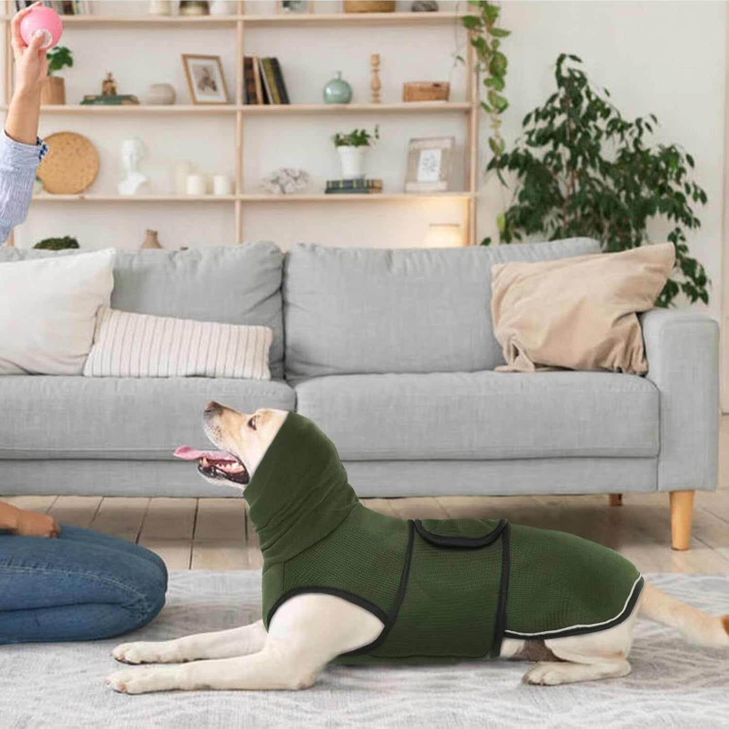 Small Military Green Dog Winter Coat - Soft Warm Adjustable Bodywarmer for Dogs — image 6
