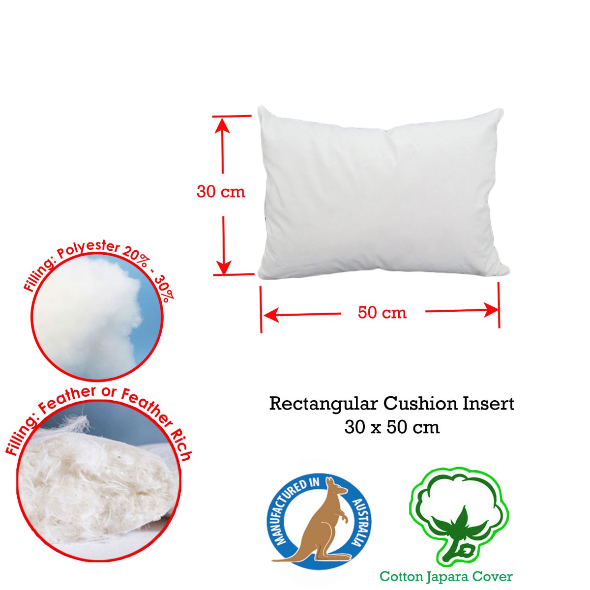 Duck Feather Rich Fill Cushion Inserter Rectangular 30 × 50cm — image 2