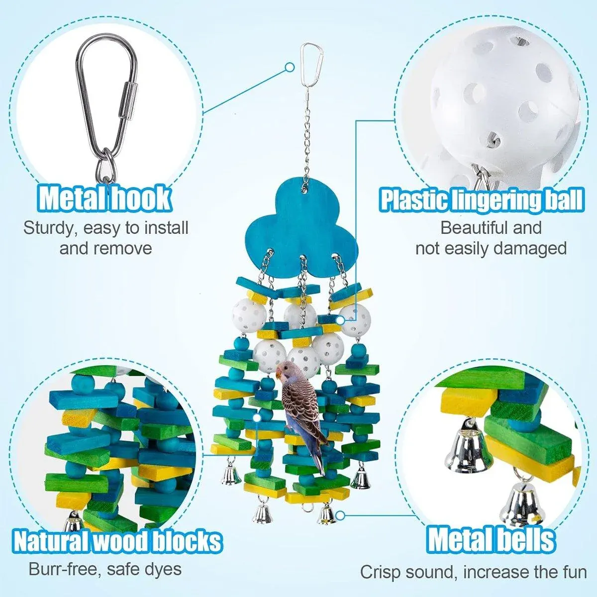 Wooden Parrot Chew Toy Bird Toys for Large and Small Birds Natural Pet Chew Toy - Banana — image 5