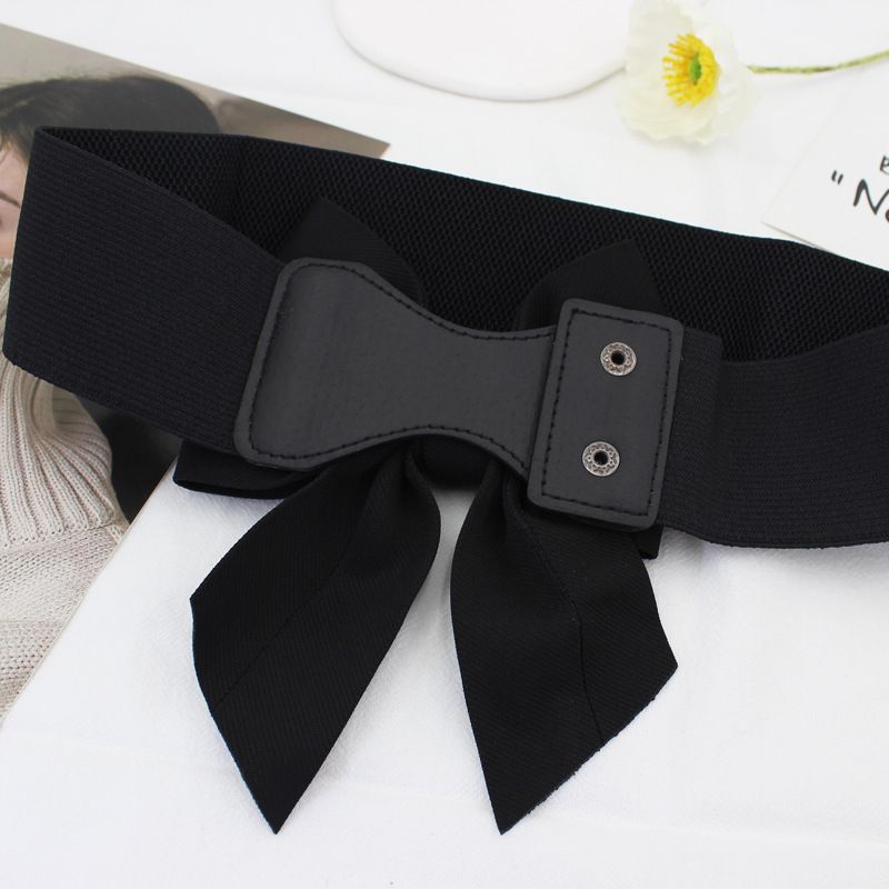 Women's Fashionable Bowknot Wide Belt Lady Stretch Belts Vintage cinch belt with high quality big bow knot β image 2