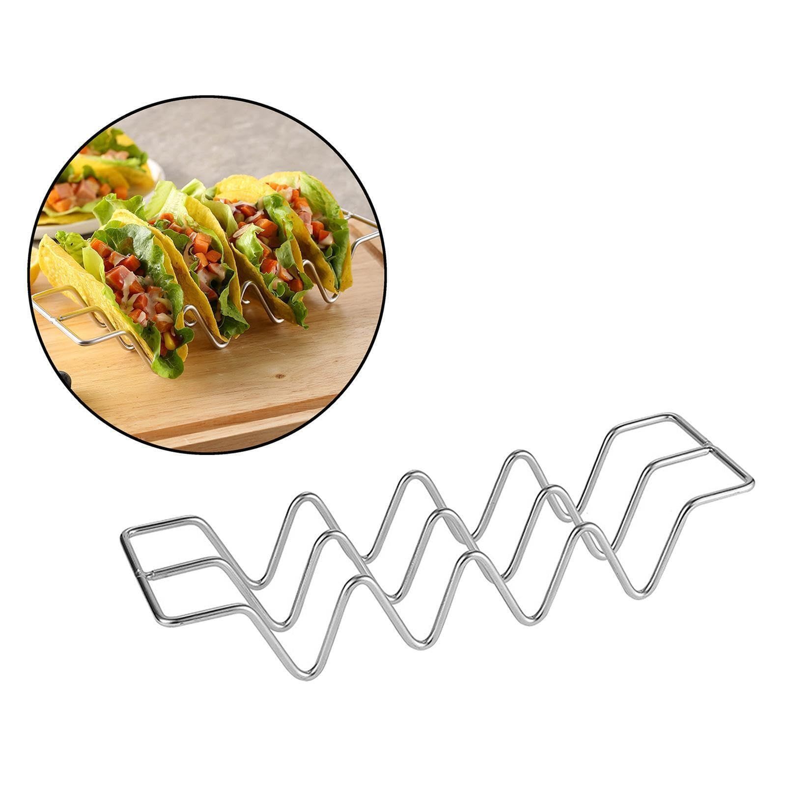 3-Piece Stainless Steel Holder Stand Set - Holds 12 Tacos Total - Perfect for Taco Tuesdays, Oven & Grill Safe Trays — image 3