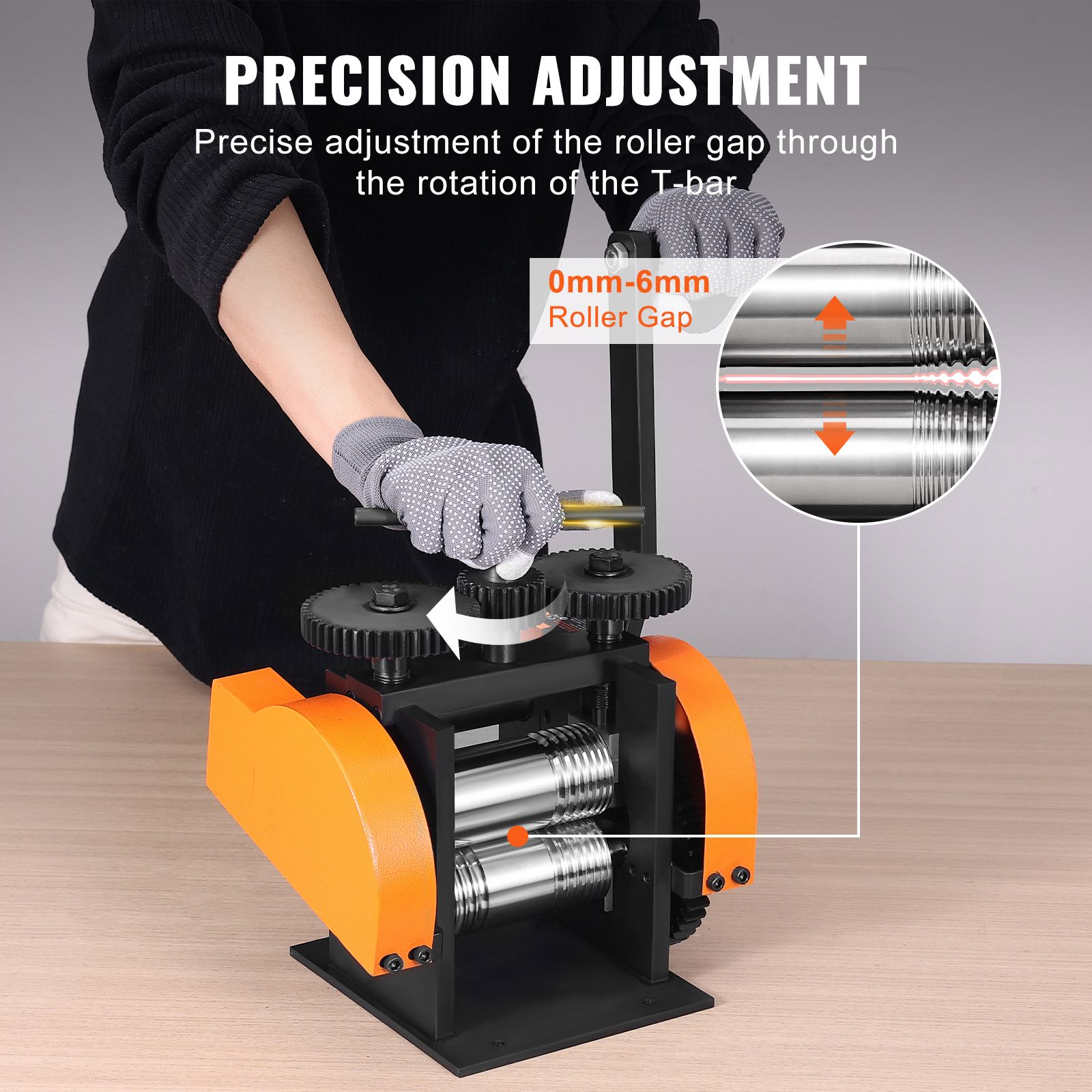 Rolling Mill, 1.77"/45 mm Jewelry Rolling Mill Machine, 1: 2.4 Gear Ratio, 3-in-1 Multi-function Rolling Mill, 0-6 mm Press Thickness for Metal Jewelry Making โ image 4