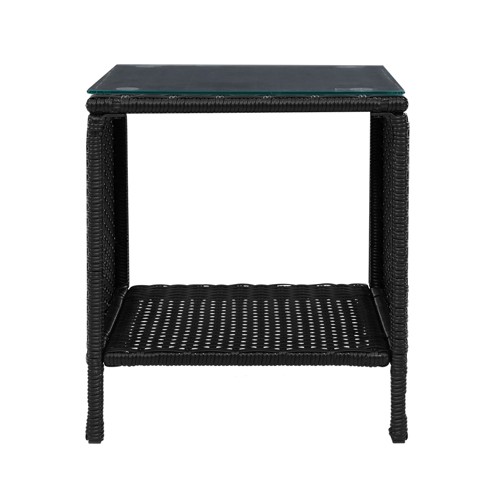 Gardeon Coffee Side Table Wicker Desk Rattan Outdoor Furniture Garden Black — image 4
