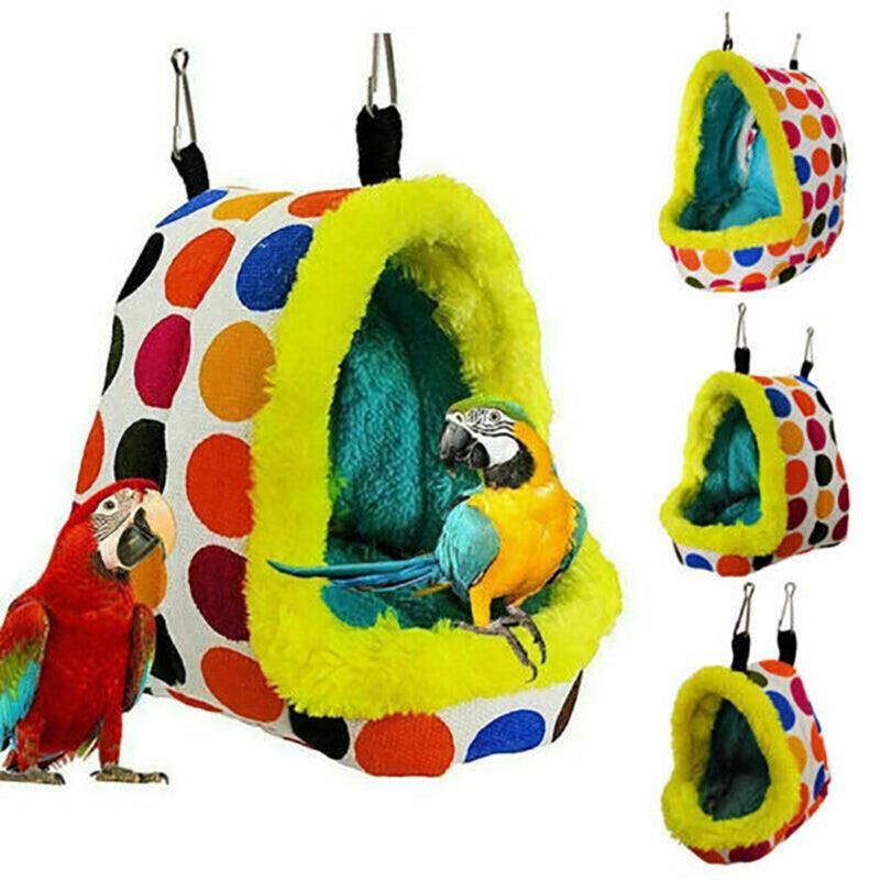 Bird Parrot Hammock Pet Sleep Cotton Nest Hang Cave Cage Plush Hut Tent Bed Warm - M โ image 5