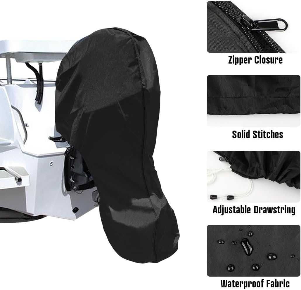 600D Oxford Cloth Outboard Motor Cover, Waterproof UV Resistant Boat Engine Protective Cover for Yacht Fishing Boat(100-150HP) — image 2