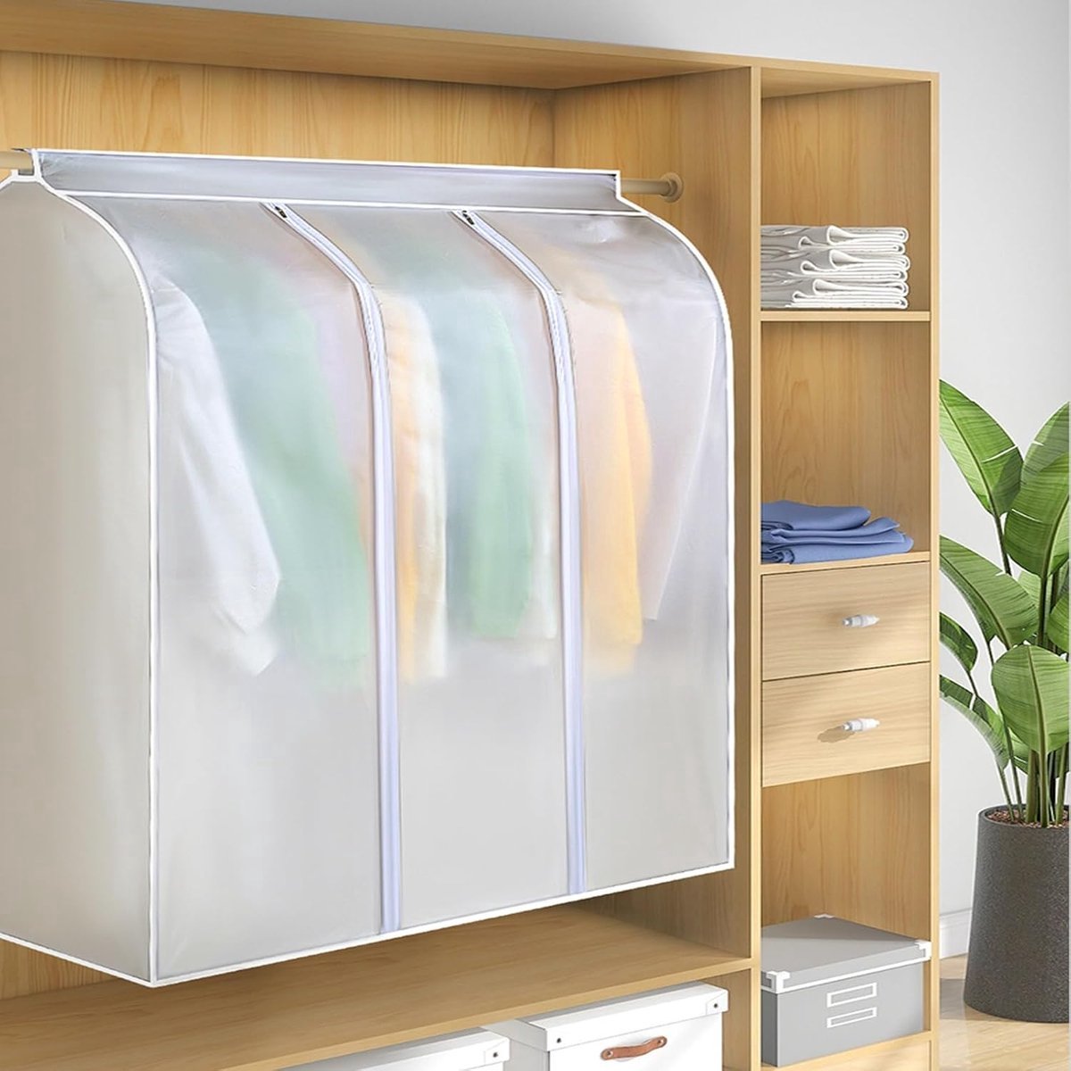 Garment Cover - Storage Bag - 90 × 100 × 50cm - Garment Bags with Zipper - Breathable & Dustproof - Transparent Window - Three-dimensional Dust Cover — image 4