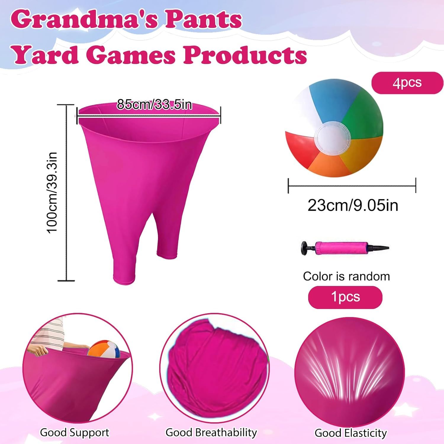 Granny Pants Yard Game Set Giant Outdoor Party Activity for Kids and Adults, Big Pants Ball Catching Set with 4 Balloons and Pump, Funny Lawn Activity, Ring — image 4