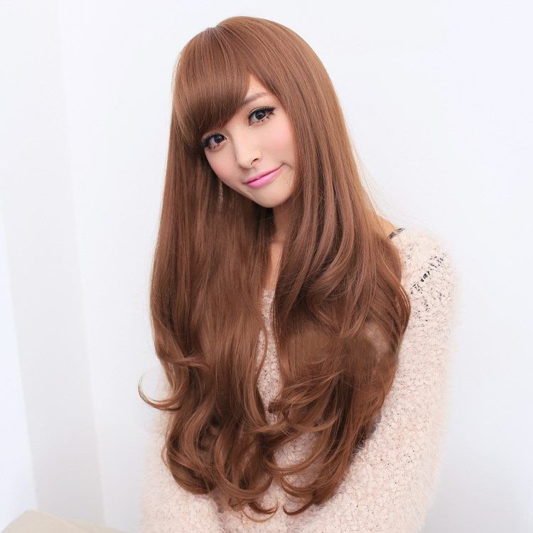 Long Wavy Curly Full Hair Wigs w Side Bangs Cosplay Costume Fancy Anime Womens, Burgundy — image 3