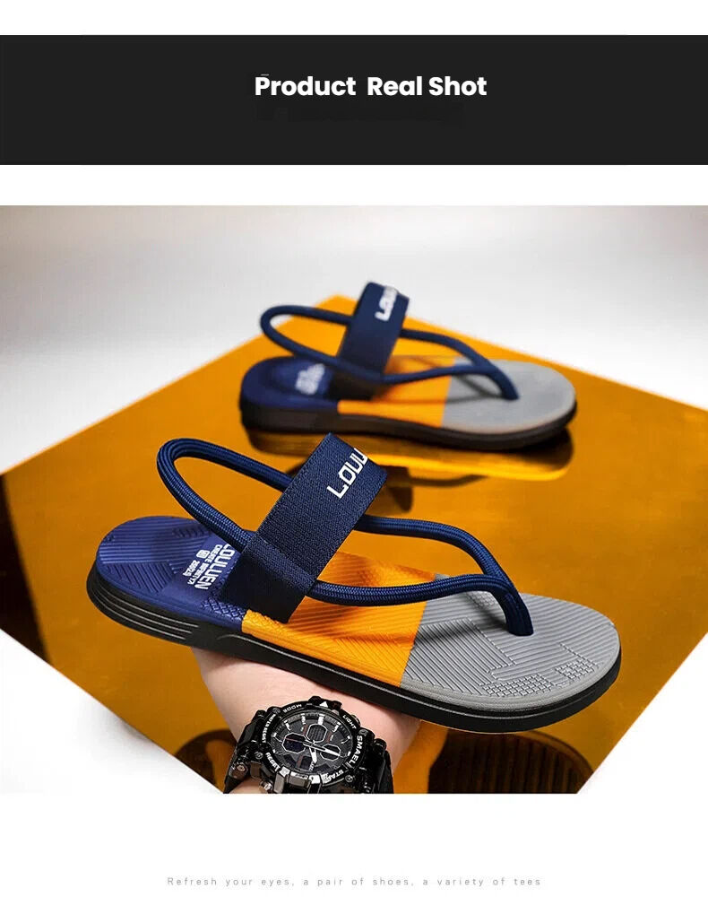 Men's Outdoor Non-Slip Sandals, EVA Lightweight Thick-Sole Beach Slippers for Casual & Sports(dark blue-39) โ image 5