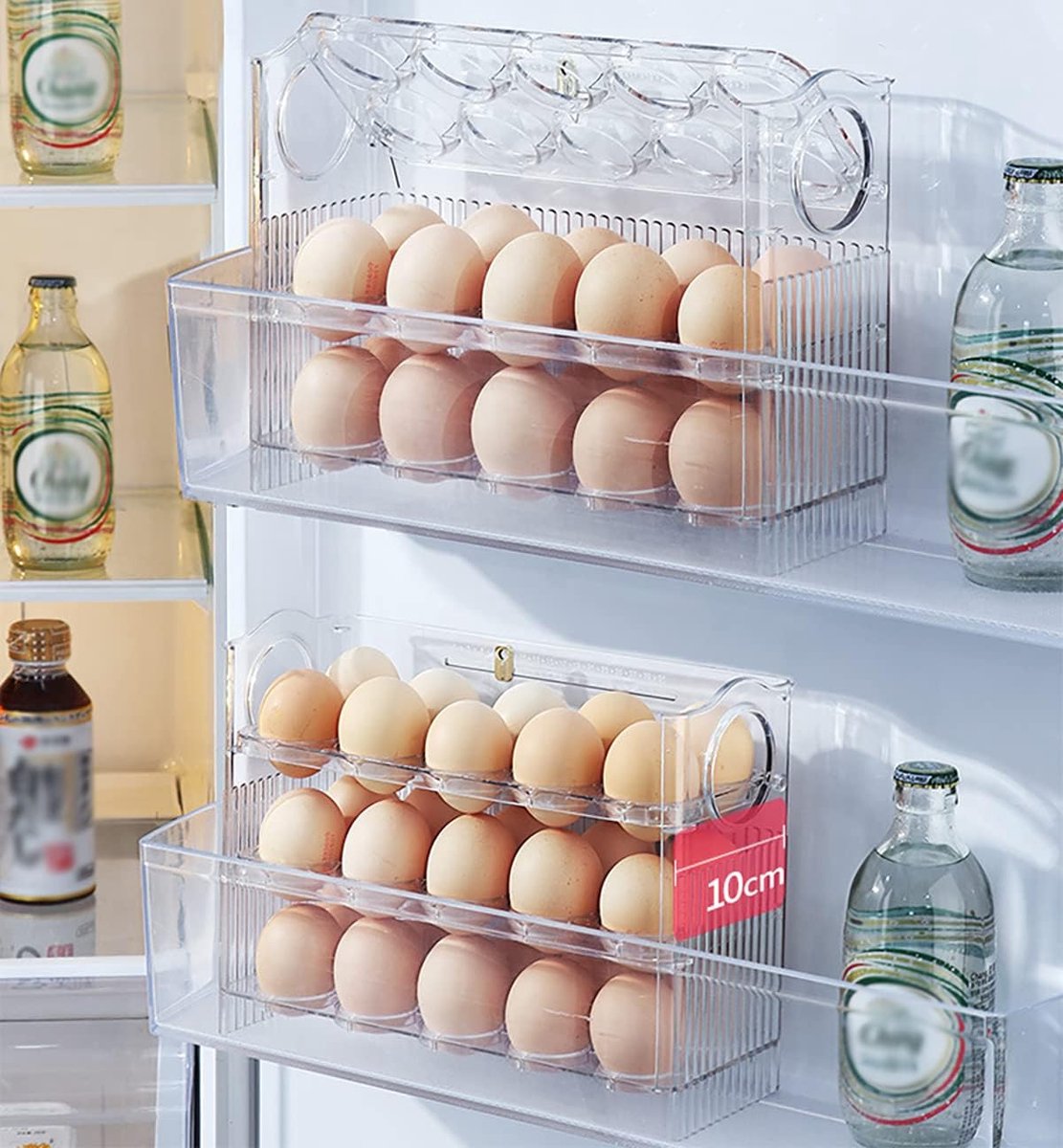 Egg carton - Suitable for 30 eggs - Egg storage box specifically for the refrigerator - Three-layer transparent acrylic egg storage box - Large capacity egg — image 3