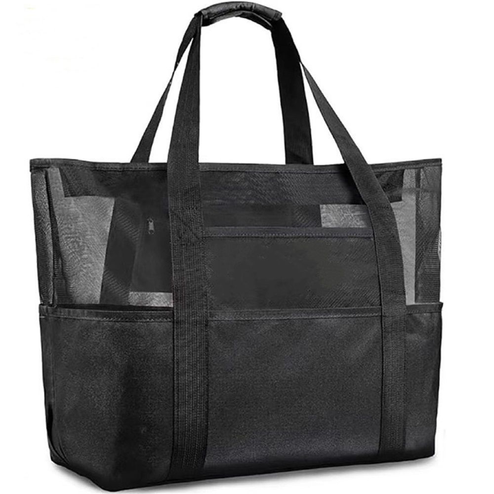 Black-color Mesh Beach Bag Family - Large Tote Bag for Cruise Pool Toys Beach Vacation Essentials(60*17*34cm)