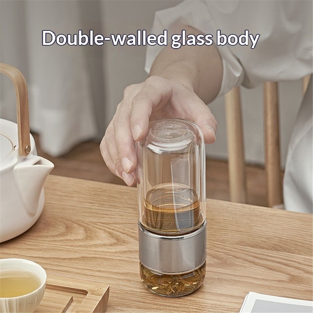 300ml Tea Tumbler Tea Infuser Bottle Layer Glass Travel Tea Mug Loose Leaf Tea Strainer Tea Cup Glass Tumbler Office Travel Home Tea Mug Fruit Water Tea — image 5