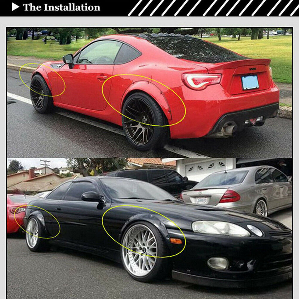 4 Pcs Universal Car Fender Flares Flexible Durable Body Wheel Extra Wide Arches — image 4