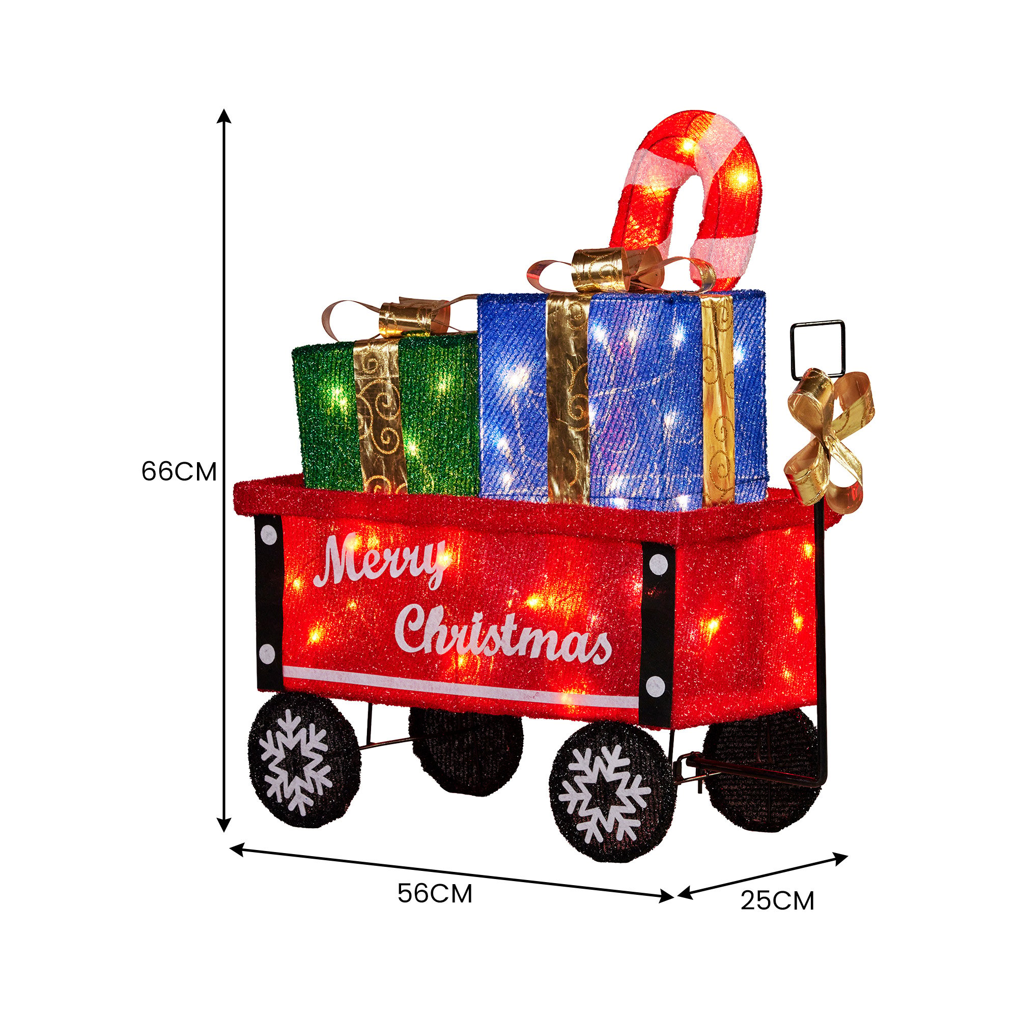 Christabelle Christmas Cart Display w/Candy Cane & Presents Warm White LED Lights Wire Frame Structure Indoor & Outdoor — image 3