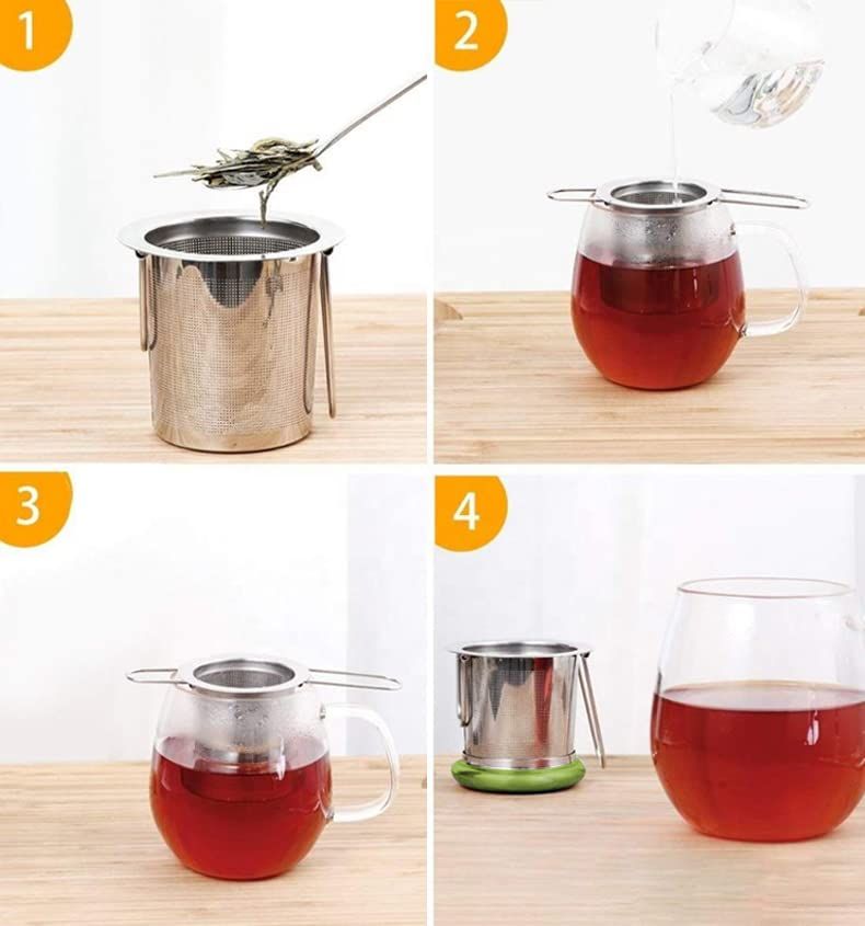 Tea Infuser, Stainless Steel Tea Strainer Folding Handle Tea Filter For Loose Tea Superior Brewing And Coffee (Green) โ image 5