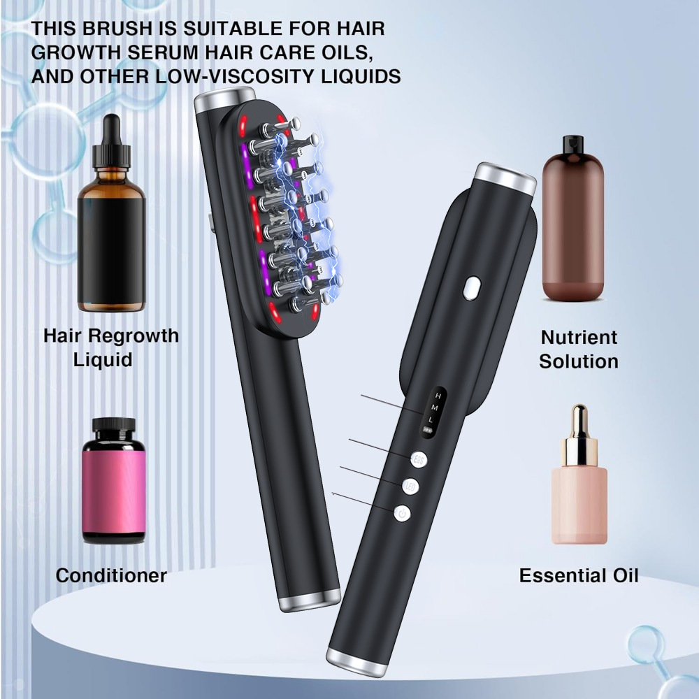 Green Vibrating Scalp Massager Comb - LED Therapy & Oil Infuser for Hair Growth โ image 4