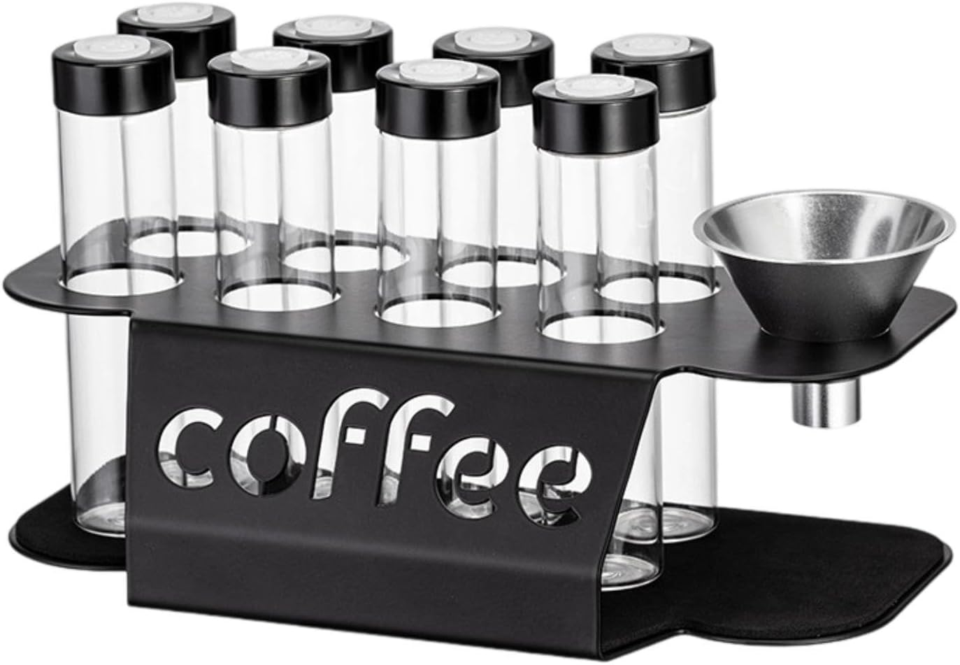 Coffee Bean Storage Containers - 8-pack Glass Jars for Storing Coffee Beans - Transparent Storage Containers, Reagent Racks, One-Way Valve - Portable Storage