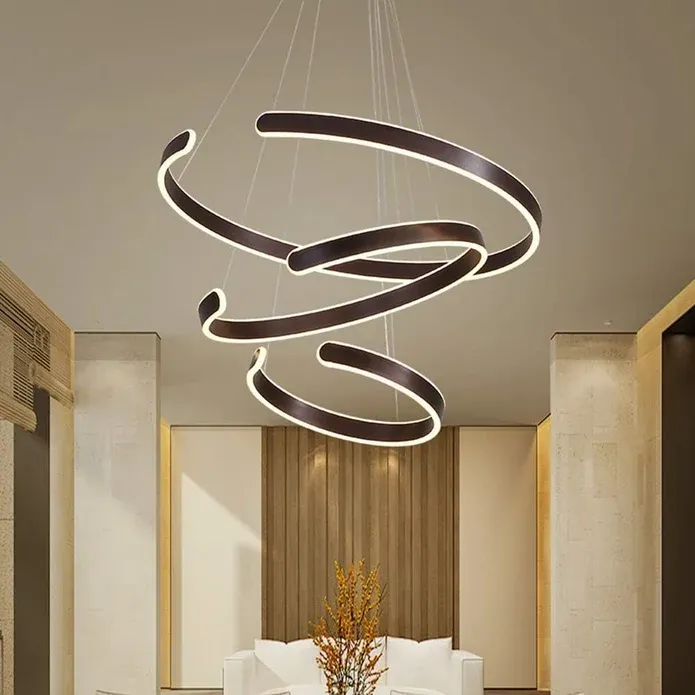 BAMDECOR AD2573 3 Round Rings C Shape Ceiling Light Chandeliers (Matte Black) — image 3