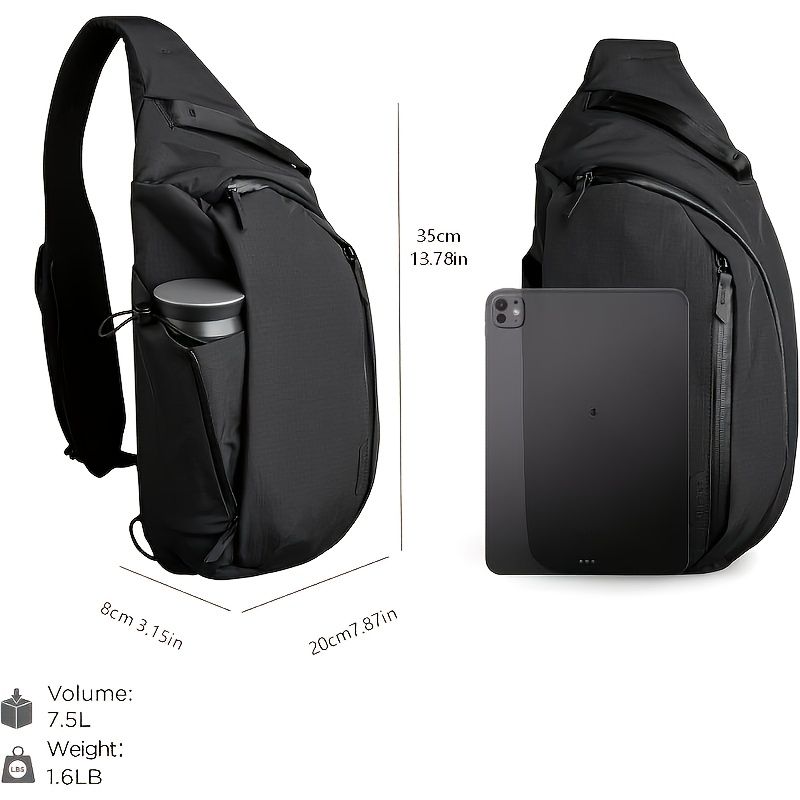 Black Blue sling backpack, luggage pass-through, concealed zip pocket, travel backpack, high-quality backpack, tablet backpack, Australia travel, everyday โ image 3