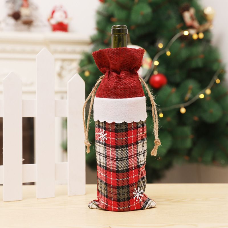Christmas wine bottle scarf cover with hat decoration Christmas wine bottle cover gift bag — image 4