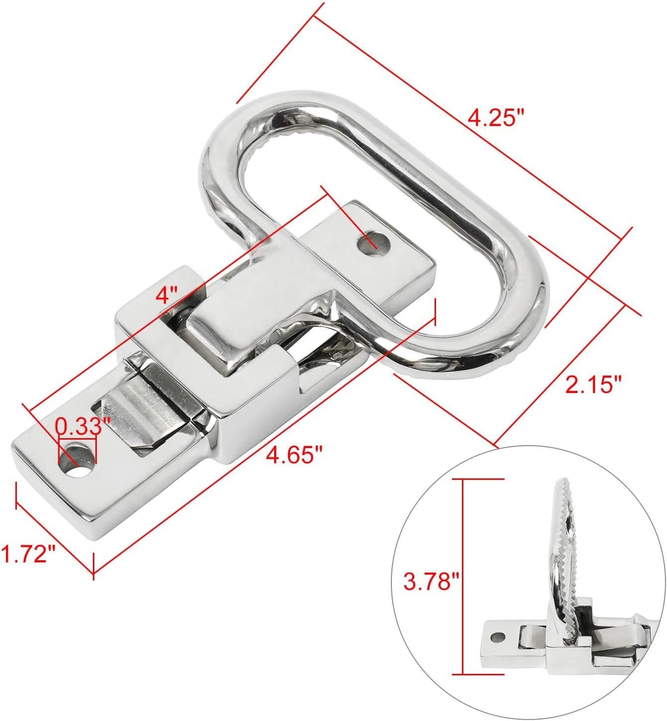 Heavy Duty 316 Stainless Steel Folding Mast Step with Diamond Tread Pattern for Boat,Yacht,Car,Truck — image 3
