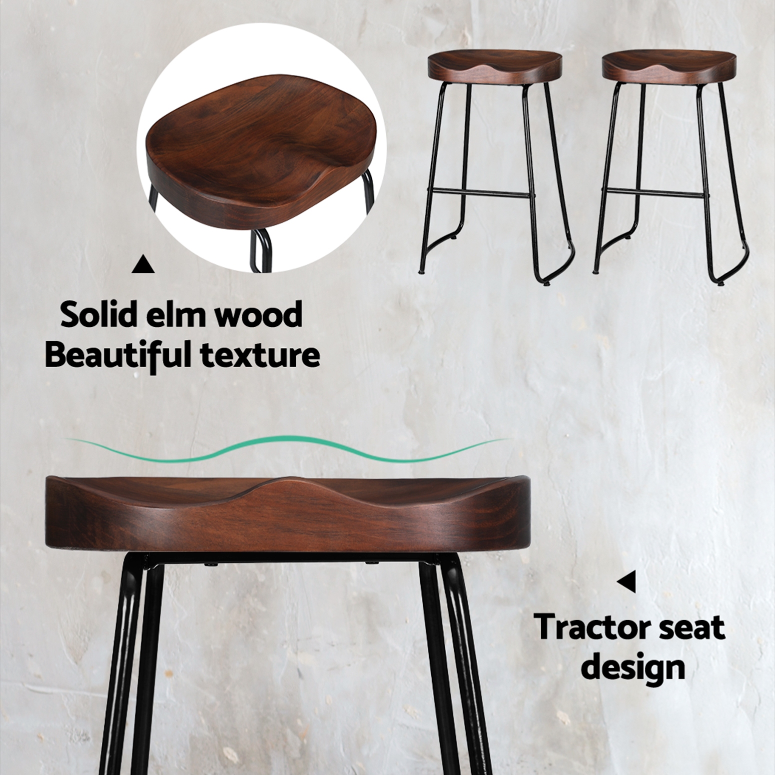 Artiss 4x Bar Stools Tractor Seat 65cm โ image 5