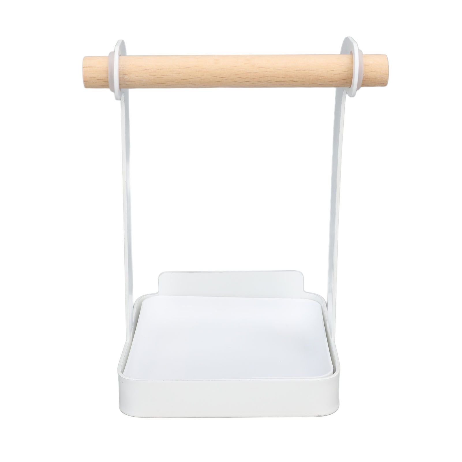 Pot Lid Holder Rack Multifunction Prevent Slip Iron Basin Wood Rack Cooking Tool Spatula Stand Kitchen Organizer White โ image 4