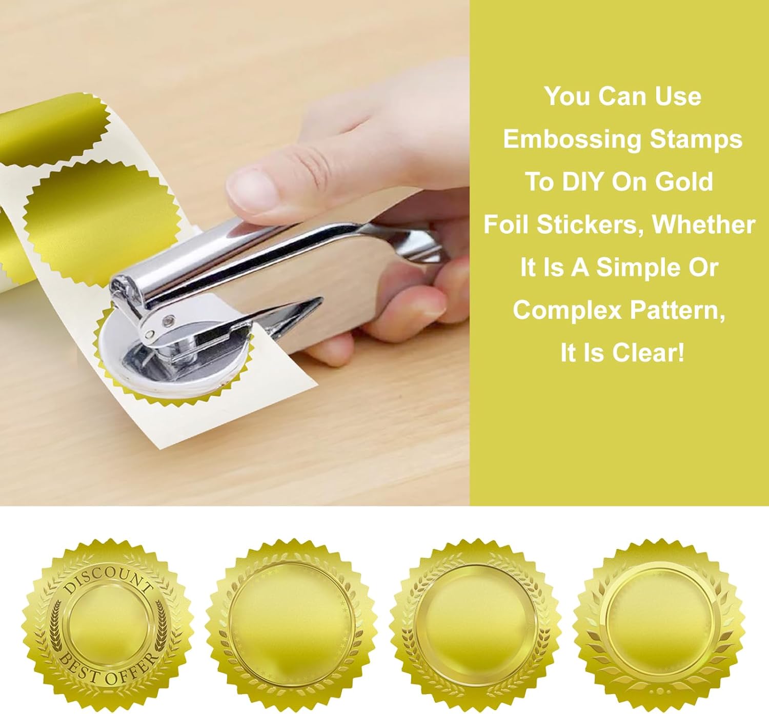 Embossing Stickers 300Pcs 2'' Gold Foil Seals Stickers for Certificates Self Adhesive Envelope Seal Label Sticker with Serrated Edge Blank Embosser Stamp — image 4