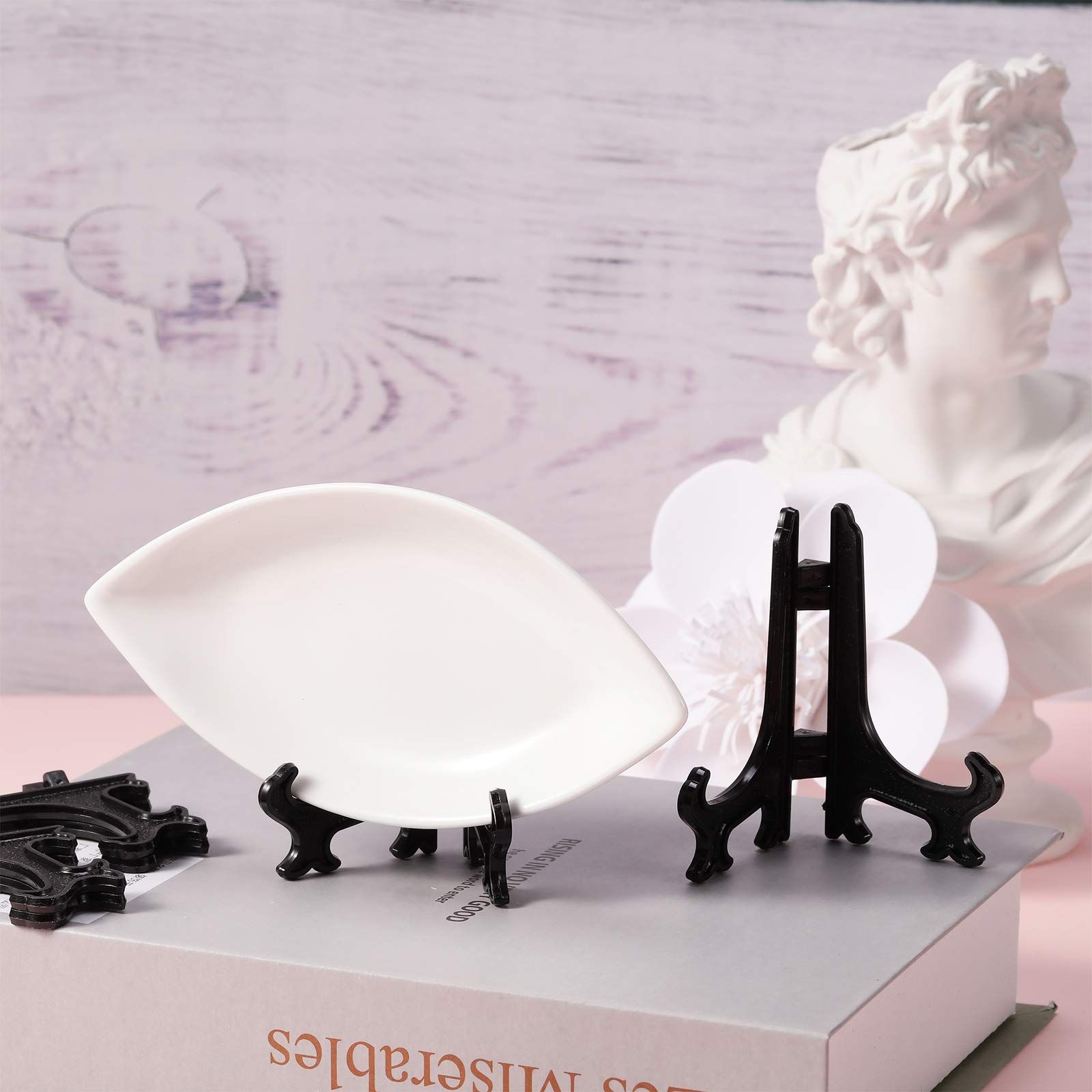 10 Pieces Mini Easel Stands Plastic Plate Stand Holder Display Picture Easel Stand for Display Picture Frame (Black,4 Inch) โ image 4