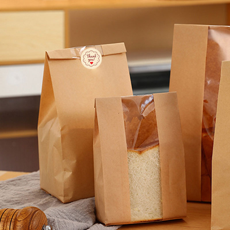 50 Pcs Bread Bag - Kraft paper with transparent window - 35 × 21 × 9 cm | Large baking bag - Suitable for storing bread, cookies, and snacks - Includes — image 3