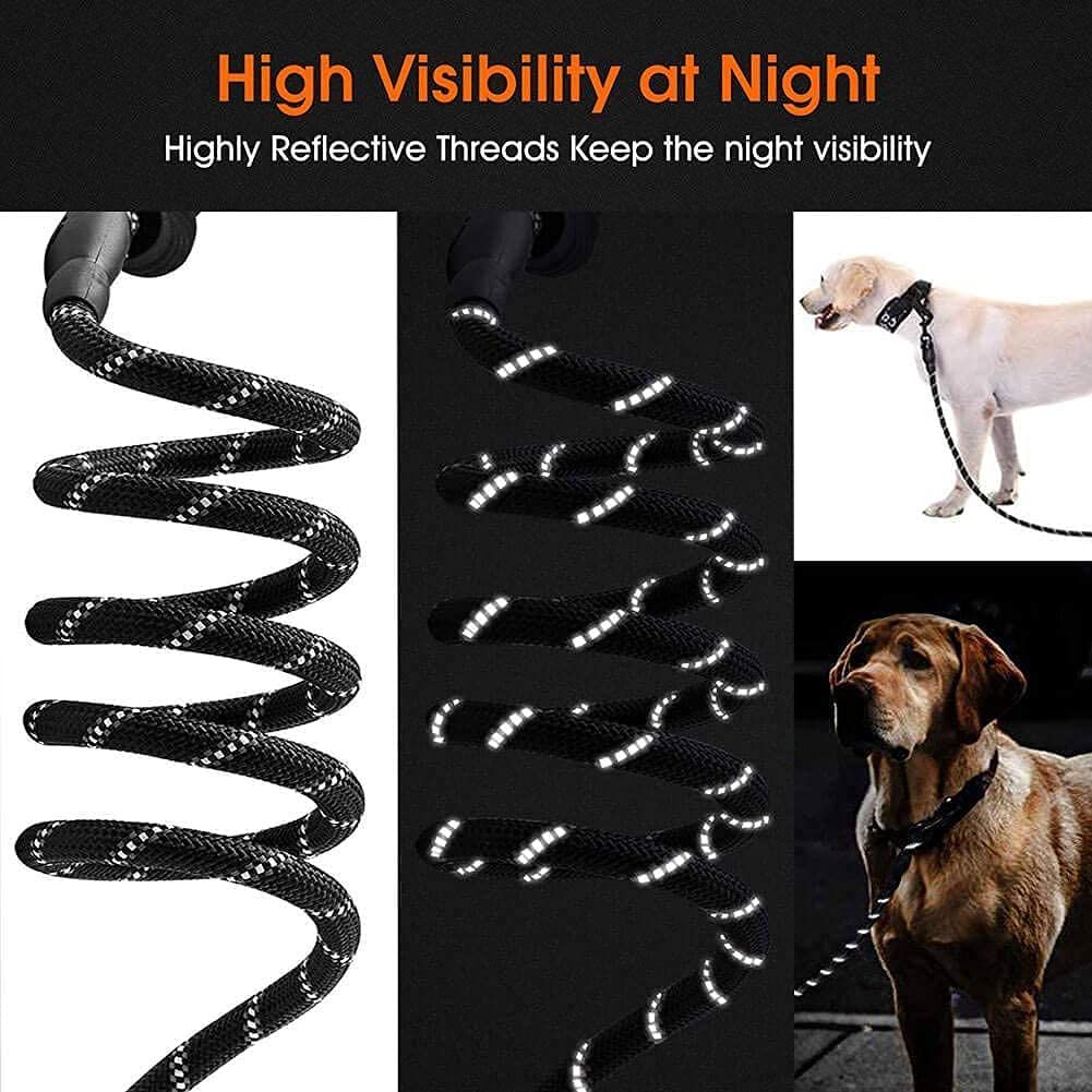 5 FT Strong Dog Leash with Comfortable Padded Handle and Highly Reflective Threads for Small Medium and Large Dogs (Black) โ image 2