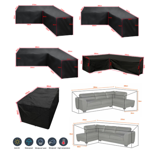 12 Sizes L-Shape All-Weather Cover Waterproof Rattan Corner Furniture Protector Garden Patio Outdoor Sofa Cover Dust Cover270*200*82cm — image 5
