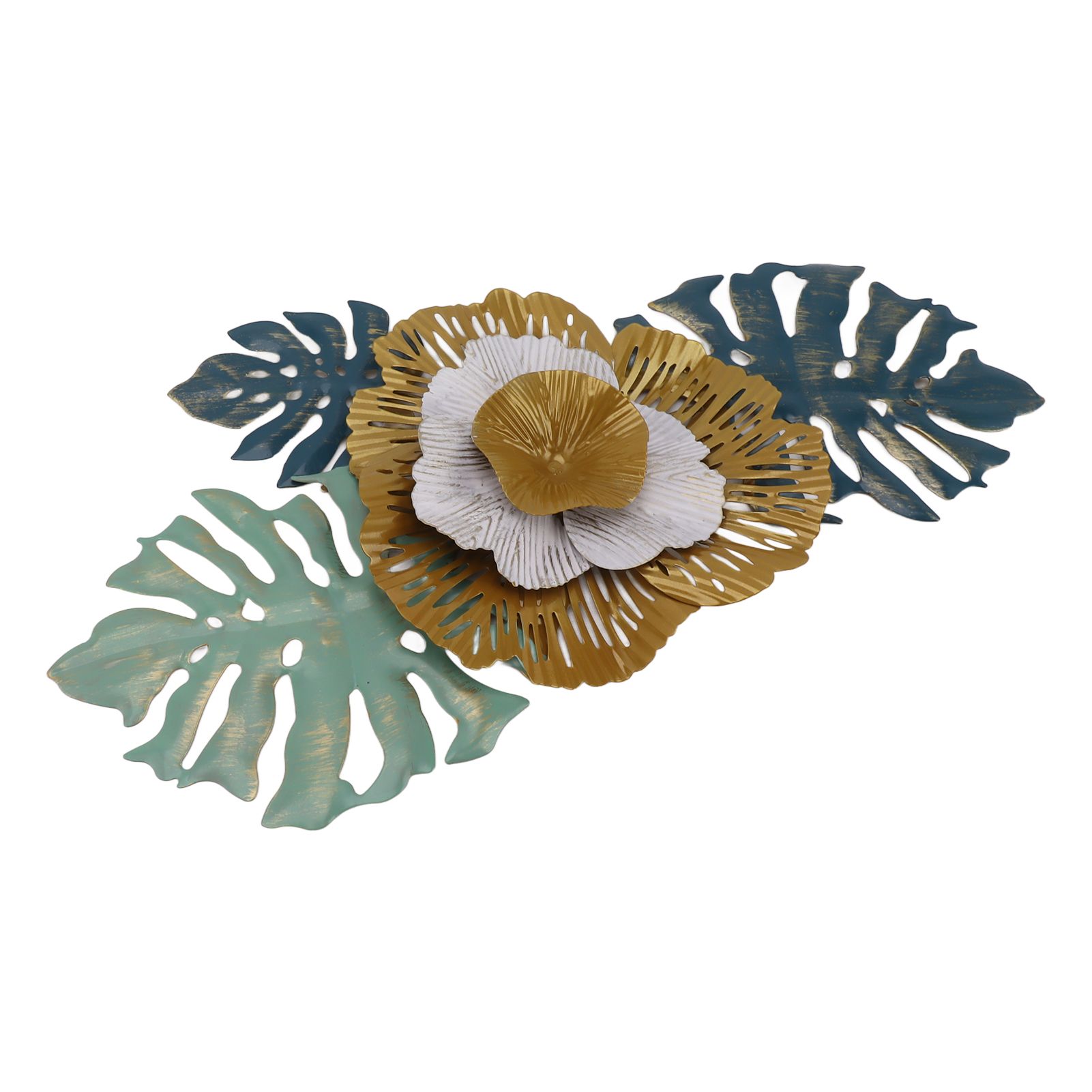 Iron Flower Wall Hanging Blue Modern Beautiful Metal Floral Wall Art Decor for Living Room Bedroom Dining Room — image 5