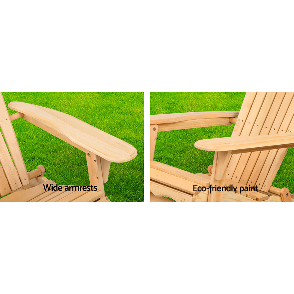 Gardeon Adirondack Outdoor Chairs Wooden Beach Chair Patio Furniture Garden Natural Set of 2 โ image 5