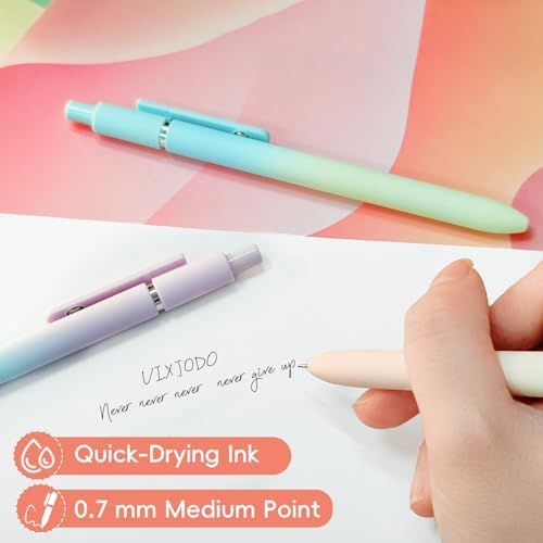 Gel Pens, 5 Pcs Black Ink Pens for Women, 0.7mm Medium Point Smooth Writing Pens with Silicone Grip, High-End Series Metal Clip Retractable Pens for Journaling — image 3