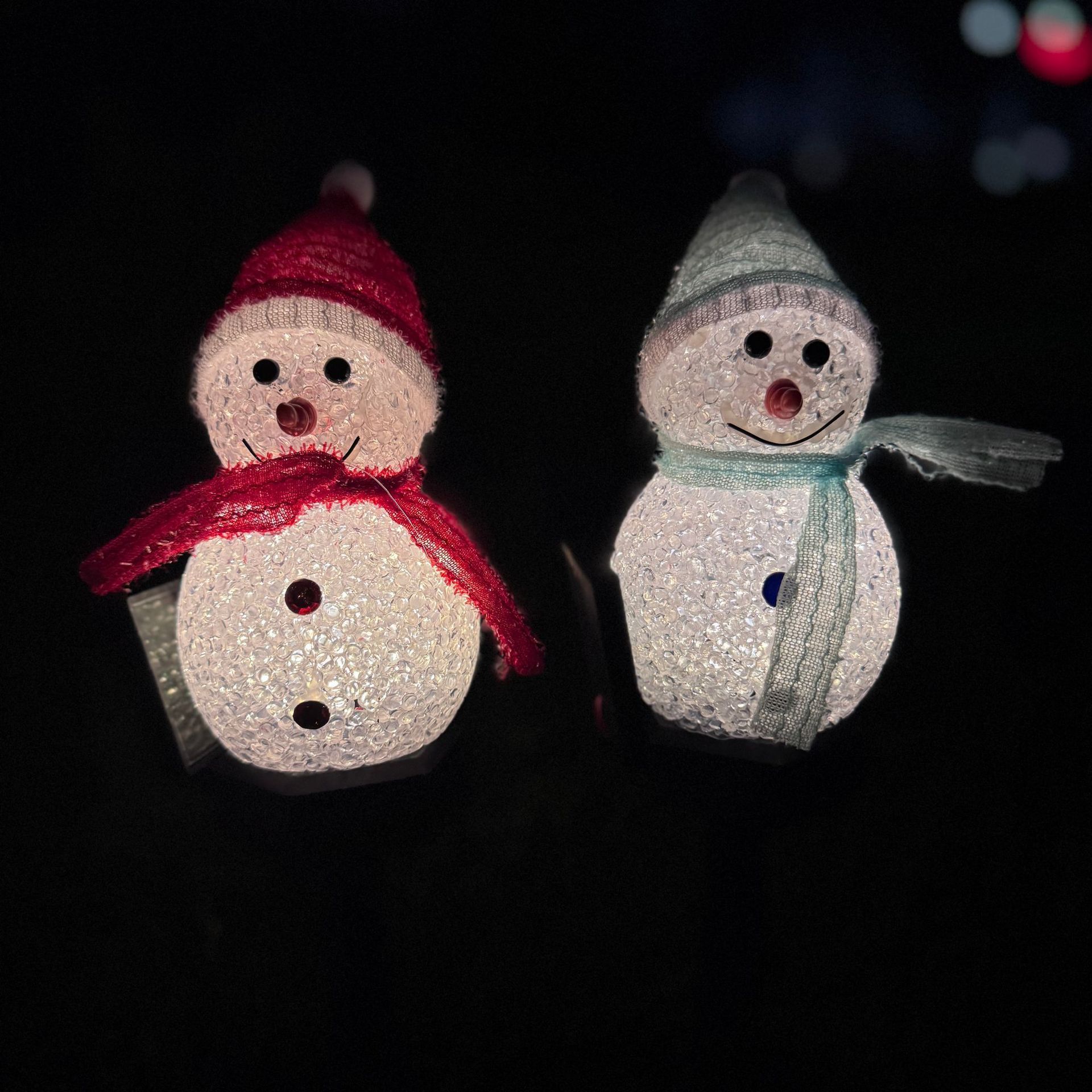 Orange Snowman Solar Powered Outdoor Lawn Stake Light with Snow Grain Texture - Christmas LED Garden Pathway Color Changing Light & Festive Landscape — image 3