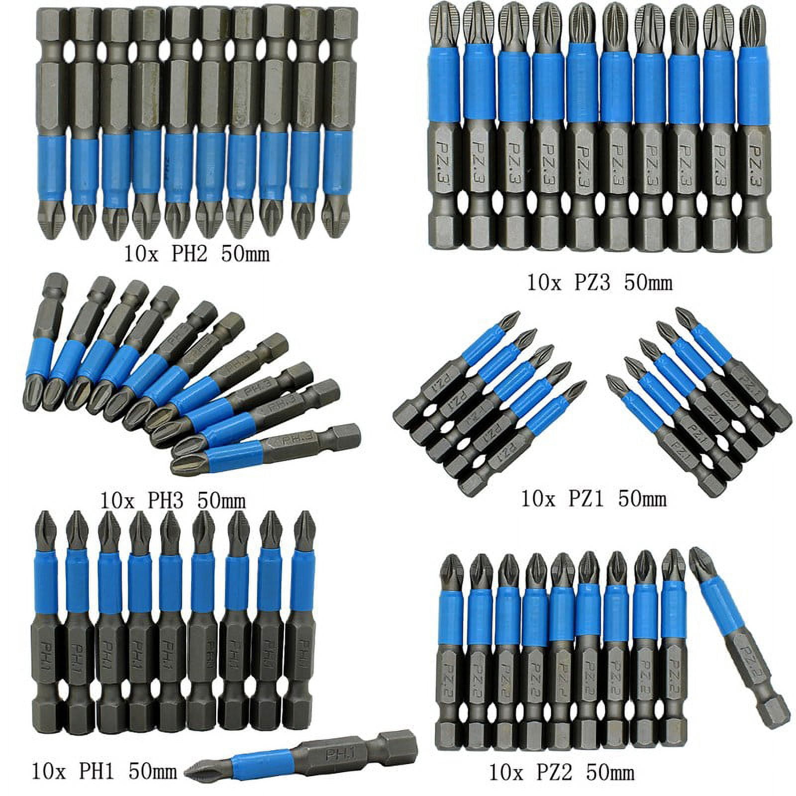 10Pcs Magnetic Anti Skid Electric Screwdriver Bits Alloy Steel 50Mm Cross Screw Driver Tools Set Ph1 Ph2 Ph3 Pz1 Pz2 Pz3 Pz1 Smile Home Pz1 — image 3