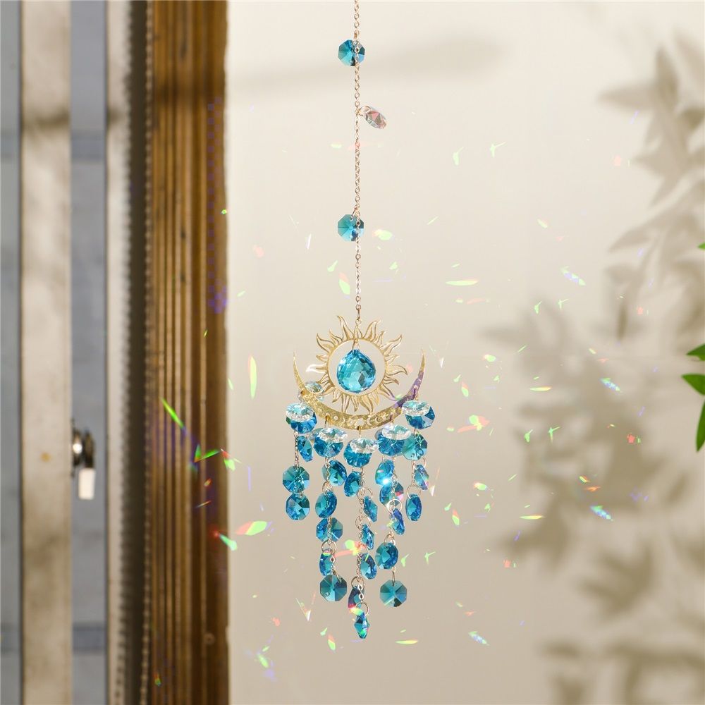Sun Rainbow Maker for Garden Suncatchers Prisms Boho Wind Chimes, Chandelier Aurora Rainbow Glass Prisms Ornament,Window Hanging Pendant (Blue) — image 2