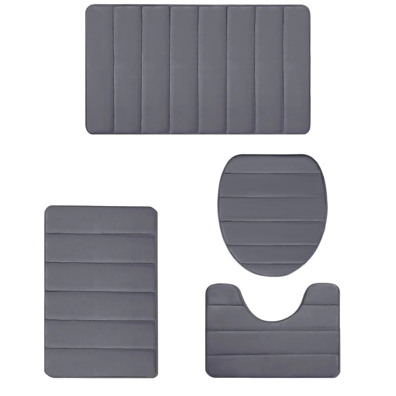 Bathroom Rugs Sets 4 Piece, Bath Mat Set and Oval Toilet Base with Rubber Backing, Plush Absorbent Shaggy Chenille Washable Mats, Includes 16x24", 16x20" — image 3