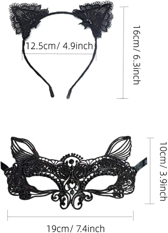 Cat mask and cat ears headband women's fancy dress Halloween mask costume Catwoman accessories makeup party gifts โ image 2