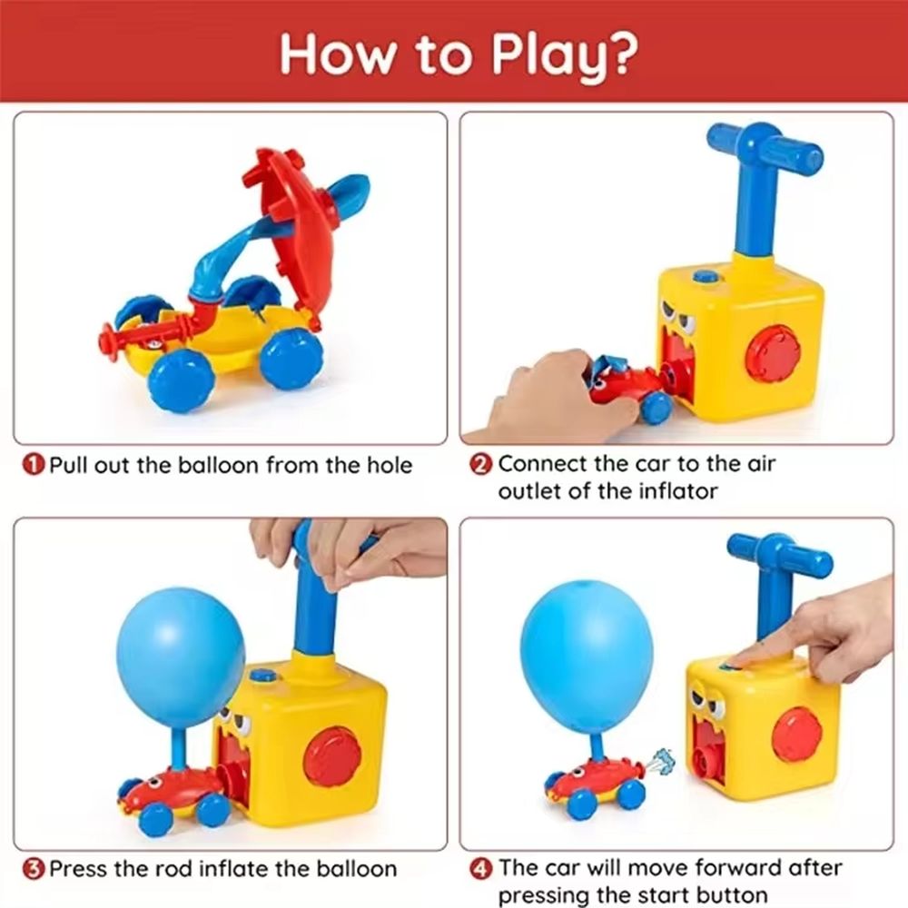 Launcher Toy Set, Balloon Toys for Kids, Inflatable Balloon Pump Racing Car, Balloon Car Toy with Pump Party Supplies — image 3