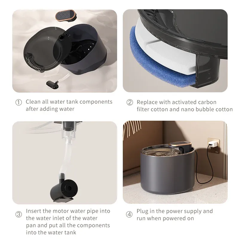 Automatic Cat Water Fountain USB Water Feeder Bowl with 6 Filter Cartridges, Ore White, Quiet Edition — image 3