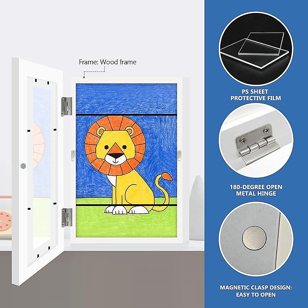 Kids Art Wood Frame Children Art Projects Display Hold 150 Pictures โ image 5