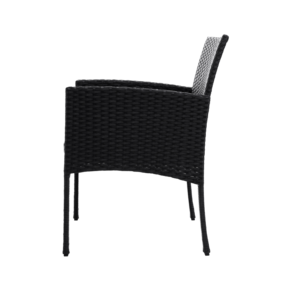 Gardeon 3PC Bistro Set Outdoor Furniture Rattan Table Chairs Cushion Patio Garden Ezra โ image 4