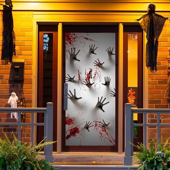 Halloween Scary Ghost Door Cover Decorations Indoor, 3D Door Cover for Halloween Decorations, Scary Home Party Supplies Front Room Decor - Multi-color — image 6