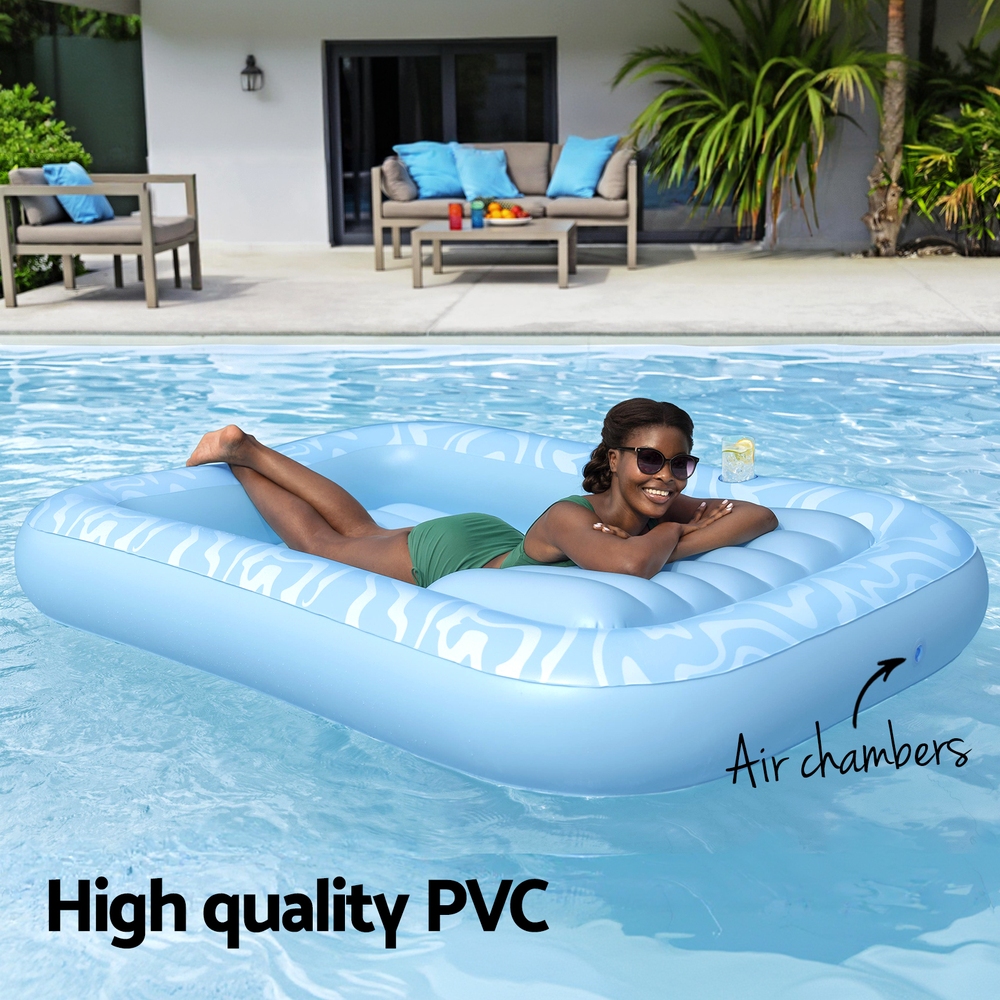 Bestway Float Floating Seat Pool Lounger Inflatable Lounge Chair Bed Pillow Cup Holder 2.03MX1.37M โ image 4