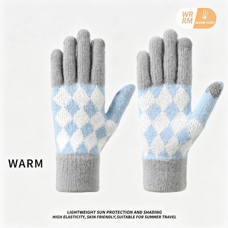 2Pcs Touchscreen Knitted Gloves Light-Gray