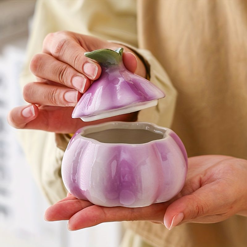 A Collection of Purple Garlic Ceramic Jars for Home Decoration, Serving As Both Sculptures And Organizers Purple — image 3
